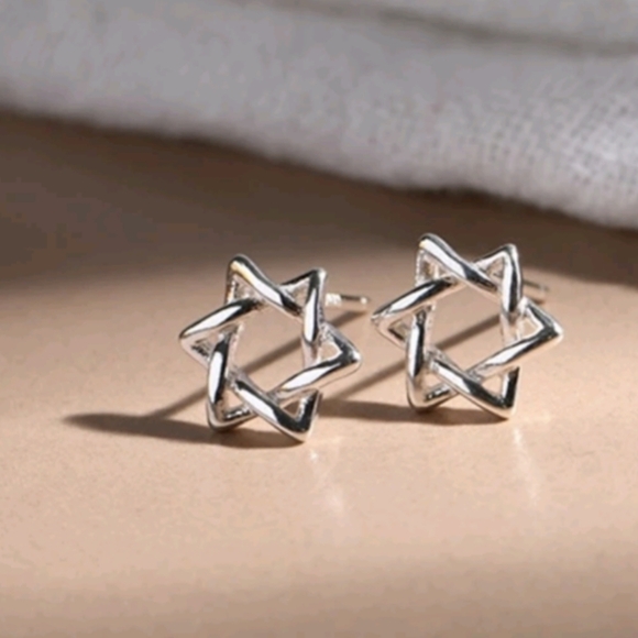 Braided Star of David Posts Sterling Silver plated - Picture 1 of 5